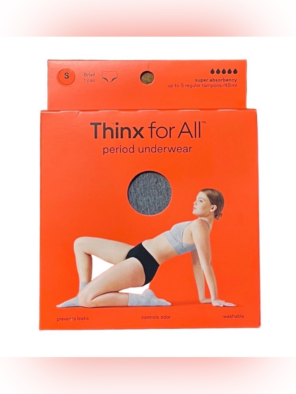Thinx for All Period Underwear Brief Women’s Size S Gray New